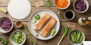 Ingredients for Crispy Salmon Spring Rolls