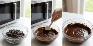 Melt the dark chocolate chips in 15-second intervals in the microwave, stirring between each round. You can also use a double boiler method.