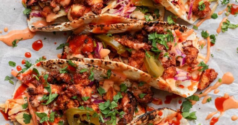 Vegan Gochujang Tacos with Yum Sauce Slaw