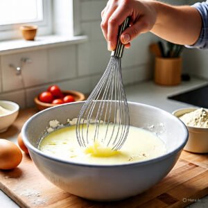 Pour the wet ingredients into the dry ingredients and stir until just combined. Do not overmix—small lumps are okay.