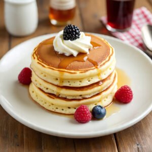 Serve warm with maple syrup, berries, or whipped cream.