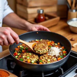 Shape patties: If the mixture feels too wet, add extra flour. Shape into 6 even patties.