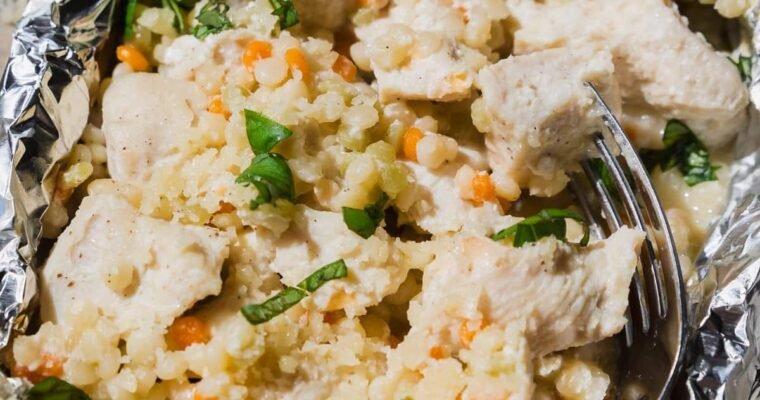 Parmesan Chicken Foil Packets with Pearl Couscous