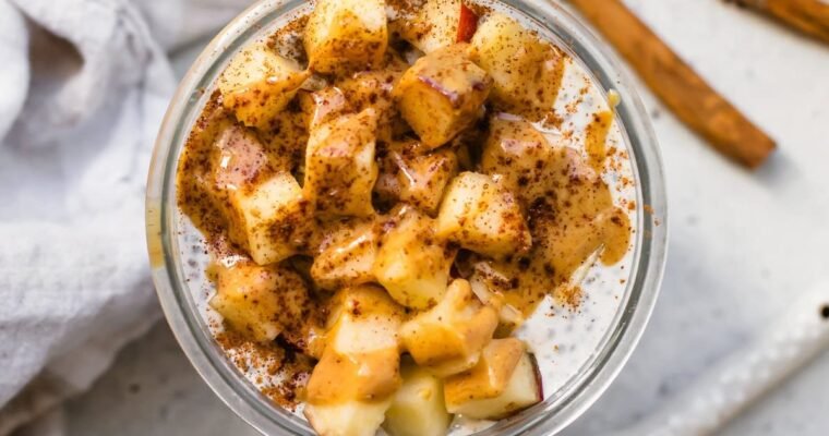 Apple Chia Pudding with Peanut Butter (High Protein, High Fiber)