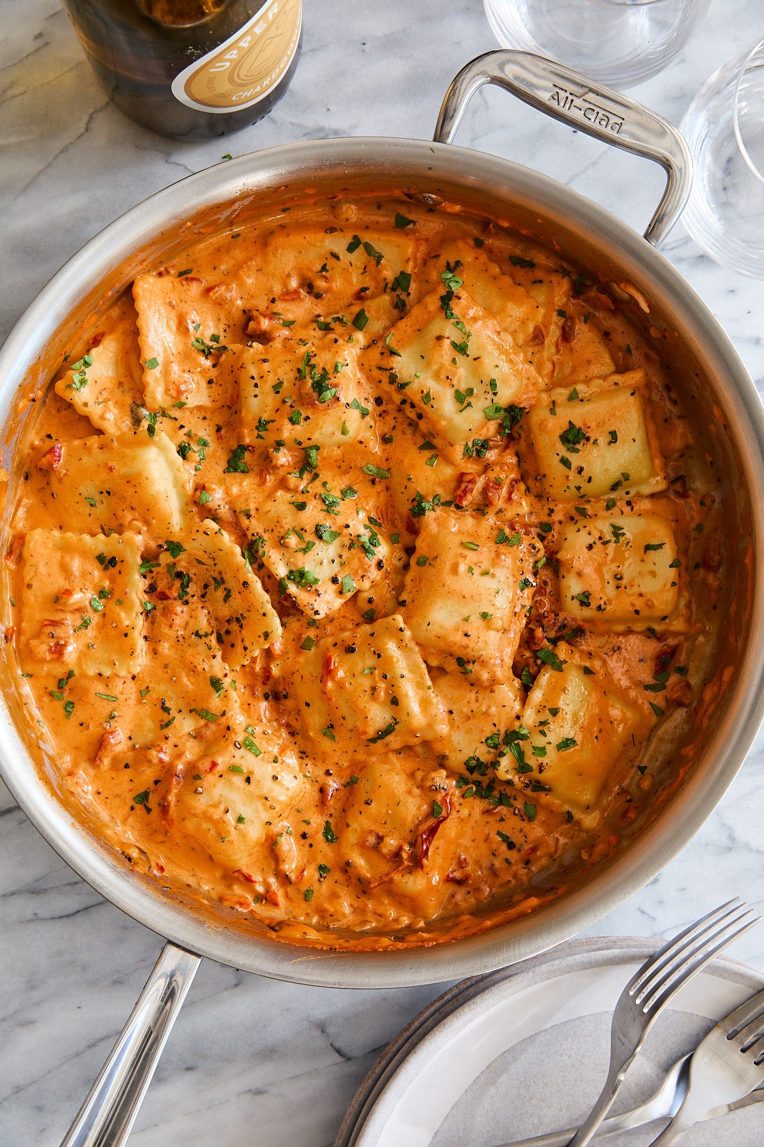 Ravioli with Sun Dried Tomato Cream Sauce