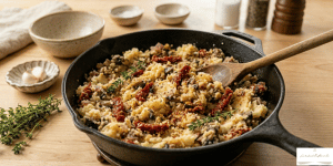 Add the sun-dried tomatoes and mix well. Remove from heat,