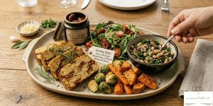 Serve this vegan sun dried tomato roast with salad, roasted vegetables, or a side like Vegan Spinach Mushroom Beans for a complete and balanced vegan dinner recipe.