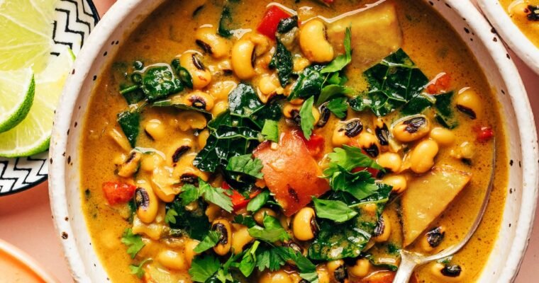 Vegan 1-Pot Curried Black Eyed Pea Soup (Vegan)