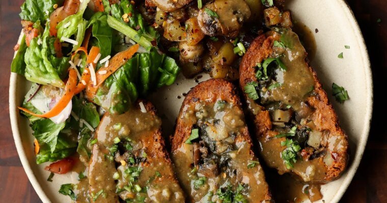 Vegan Sun Dried Tomato Roast with Mushroom-Potato Stuffing