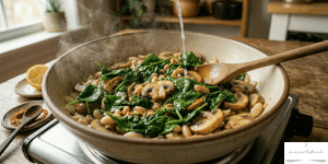 Add the fresh spinach and cook until wilted.