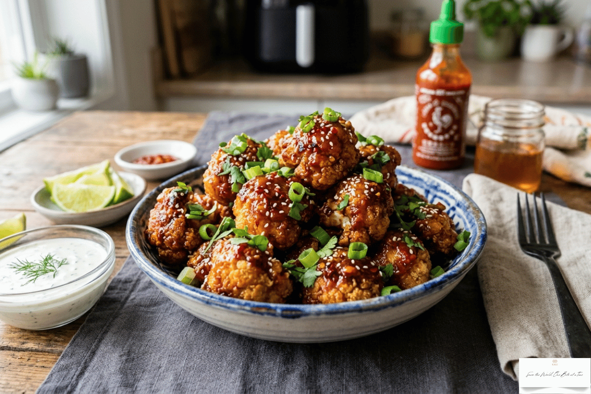 Air Fryer Cauliflower Wings with Honey Sriracha