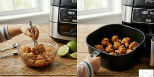 Once the cauliflower is crispy, toss it in the sauce and return it to the air fryer for 5 more minutes.