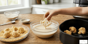 Start by preparing a smooth batter using flour,