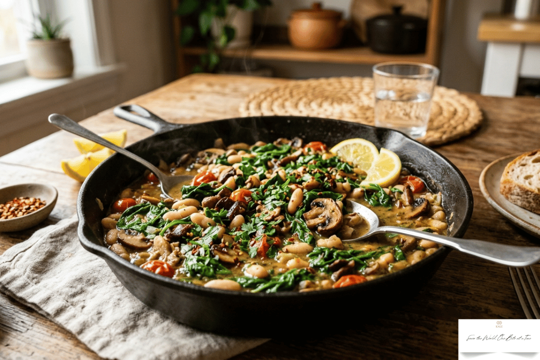 Vegan Spinach Mushroom Beans (1-Pan, 30 Minutes)